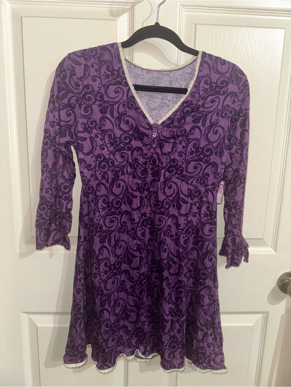 Disney World Disneyland Purple Paisley V-Neck ruffle sleeve mini dress M NWT